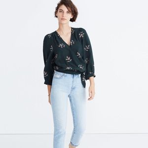 Madewell silk wrap top in wild botanic